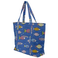 Sea Fish Blue Submarine Animals Patteen Zip Up Canvas Bag by Maspions