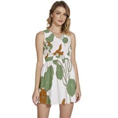 Nasturtium Flowers Plant Leaves Sleeveless High Waist Mini Dress by Ndabl3x