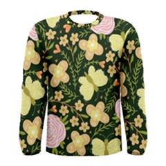 Flowers Rose Blossom Pattern Men s Long Sleeve T-shirt by Ndabl3x