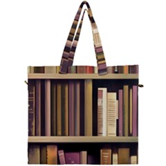 Books Bookshelves Office Fantasy Background Artwork Book Cover Apothecary Book Nook Literature Libra Canvas Travel Bag by Posterlux