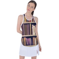 Books Bookshelves Office Fantasy Background Artwork Book Cover Apothecary Book Nook Literature Libra Racer Back Mesh Tank Top by Posterlux