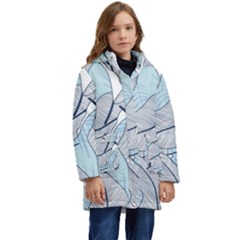 Tropical Flower Seamless Pattern Kids  Hooded Longline Puffer Jacket by Ket1n9