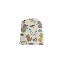 Happy Cats Pattern Background Drawstring Pouch (xs) by Grandong