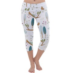 Pattern Sloth Woodland Capri Yoga Leggings by Hannah976