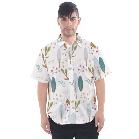 Pattern Sloth Woodland Men s Short Sleeve Shirt by Hannah976