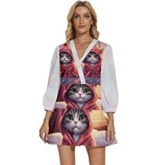 Cat 2 V-neck Placket Mini Dress by 2607694a