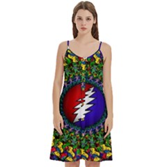 Grateful Dead Bear Pattern Women s Spaghetti Strap Pullover Cami Dress by Maspions