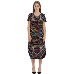 Mental Human Experience Mindset Pattern T-shirt Midi Dress With Pockets by Paksenen