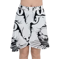 Cat - Artistic Paper Cut Chiffon Wrap Front Skirt by 2607694c