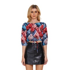 Us Presidential Election Colorful Vibrant Pattern Design  Mid Sleeve Drawstring Hem Top by dflcprintsclothing