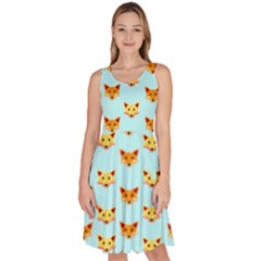 What Does The Fox Say - Light Blue Knee Length Skater Dress With Pockets by JazzerSci