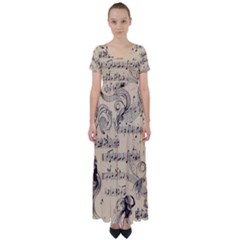 Musical Swirls Ladies High Waist Short Sleeve Maxi Dress by RiverRootz