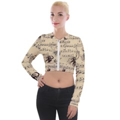 Musical Swirls Ladies Long Sleeve Cropped Velvet Jacket by RiverRootz