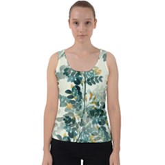 Vintage Retro Flowers Leaves Foliage Plants Velvet Tank Top by Ndabl3x