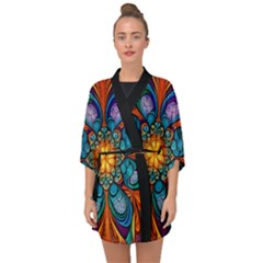 Schwarz Bunt Half Sleeve Chiffon Kimono by 2607694c