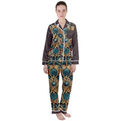 Dunkelbraun Pattern 1 Women s Long Sleeve Satin Pajamas Set	 by 2607694c