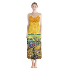 Grateful Dead Golden Road Button Up Chiffon Maxi Dress by Bedest