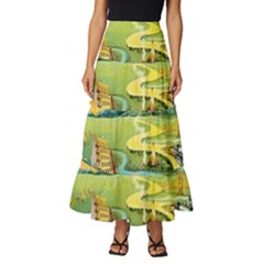 Grateful Dead Golden Road Tiered Ruffle Maxi Skirt by Bedest