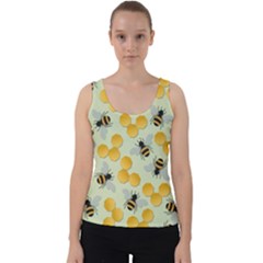 Bees Pattern Honey Bee Bug Honeycomb Honey Beehive Velvet Tank Top by Bedest