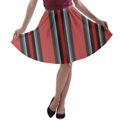 Dunkelrot4 Rosa Grau Streifen Dunkelrot3 A-line Skater Skirt by 2607694c