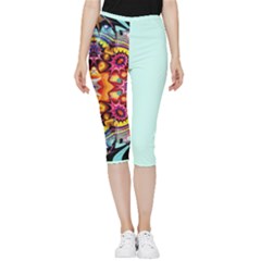 Abstrakte Blume Inside Out Lightweight Velour Capri Leggings  by 2607694c