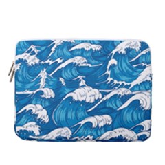 Storm Waves Seamless Pattern Raging Ocean Water Sea Wave Vintage Japanese Storms Print Illustration 14  Vertical Laptop Sleeve Case With Pocket by Ket1n9