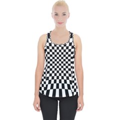 Illusion Checkerboard Black And White Pattern Piece Up Tank Top by Ravend