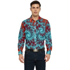 Fractal Pattern Background Men s Long Sleeve Pocket Shirt 