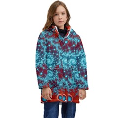 Fractal Pattern Background Kids  Hooded Longline Puffer Jacket by Ket1n9