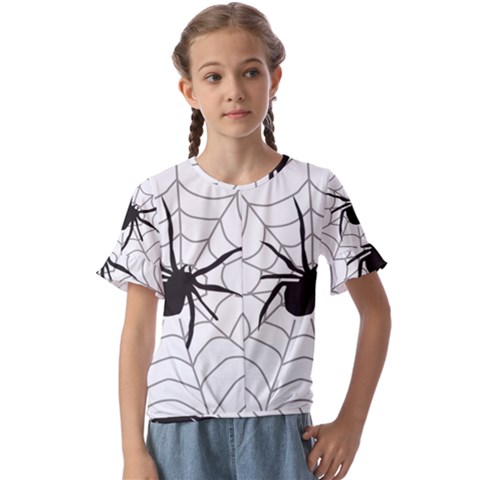 Spider Web Kids  Cuff Sleeve Scrunch Bottom T-shirt by Azkajaya