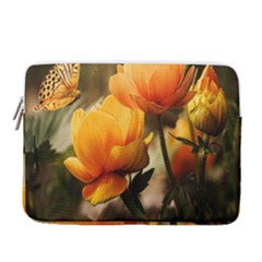 Yellow Butterfly Flower 14  Vertical Laptop Sleeve Case With Pocket