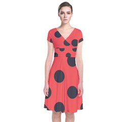 Abstract-bug-cubism-flat-insect Short Sleeve Front Wrap Dress by Ket1n9