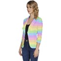 Cute Pastel Rainbow Stripes Women s One-Button 3/4 Sleeve Short Jacket View2