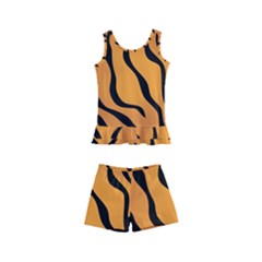 Tiger Skin Pattern Kids  Boyleg Swimsuit by Ket1n9