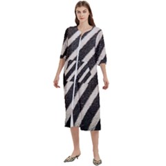 Zebra Zebra Pattern Zebra Fur Zebra Print Strip Women s Cotton 3/4 Sleeve Nightgown by Azkajaya