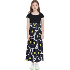 Cat Pattern Pet Drawing Eyes Kids  Flared Maxi Skirt by Loisa77