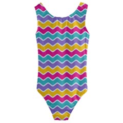 Kids  Cut-out Back One Piece Swimsuit (multicolor Waves) by dollfacedesignz1