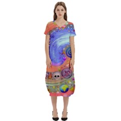 Swirl Vortex Emoji Cyclone Motion T-shirt Midi Dress With Pockets by Paksenen