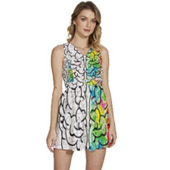 Brain Mind Psychology Idea Drawing Sleeveless High Waist Mini Dress by Loisa77