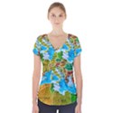 World Map Short Sleeve Front Detail Top View1