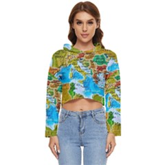 World Map Women s Lightweight Cropped Hoodie by Ket1n9