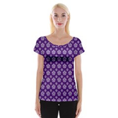 White Pentacle And Purple Pattern Cap Sleeve Top by cheekywitch