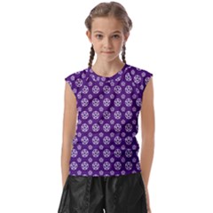 White Pentacle And Purple Pattern Kids  Raglan Cap Sleeve T-shirt by cheekywitch