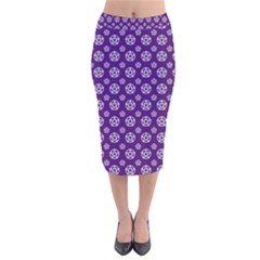 White Pentacle And Purple Pattern Velvet Midi Pencil Skirt by cheekywitch