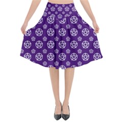 White Pentacle And Purple Pattern Flared Midi Skirt by cheekywitch