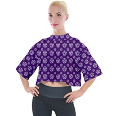 White Pentacle And Purple Pattern Mock Neck T-shirt by cheekywitch