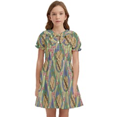 Tribal Background Boho Batik Kids  Bow Tie Puff Sleeve Dress by anzea