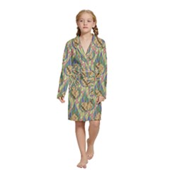 Tribal Background Boho Batik Kids  Long Sleeve Velvet Lounge Robe by anzea