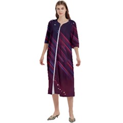 Illustrations Space Purple Women s Cotton 3/4 Sleeve Nightgown by anzea