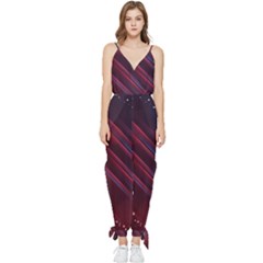 Illustrations Space Purple Sleeveless Tie Ankle Chiffon Jumpsuit by anzea